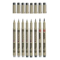 Set de 8 Rotuladores grises Sakura Pigma Micron