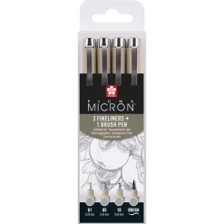 Set de 4 Rotuladores grises Sakura Pigma Micron