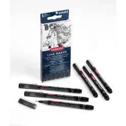 Set de 6 Rotuladores Line Maker Negro Derwent