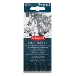 Set de 6 Rotuladores Line Maker Negro Derwent