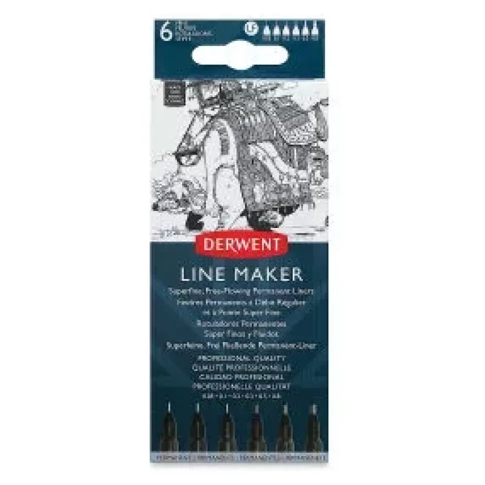 Set de 6 Rotuladores Line Maker Negro Derwent