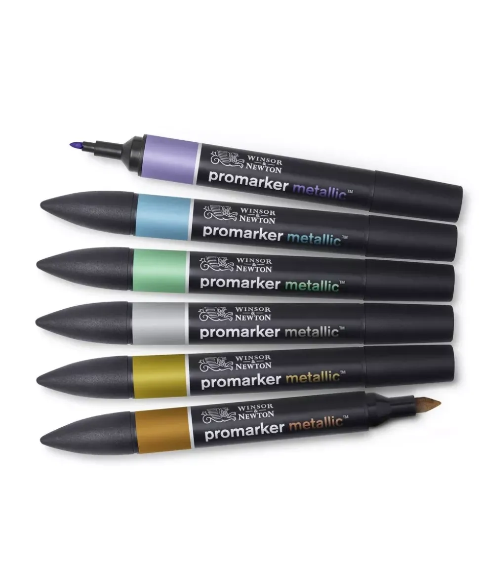 Set de 6 Rotuladores Metálicos con Base Agua Promarker Winsor and Newton
