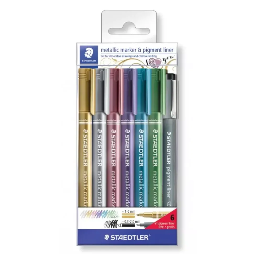 Set de 6 Rotuladores metálicos y un Finliner Staedtler