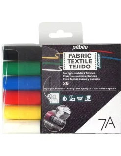 Set de 6 Rotuladores para Tela Setacolor 7A Opaque Pebeo