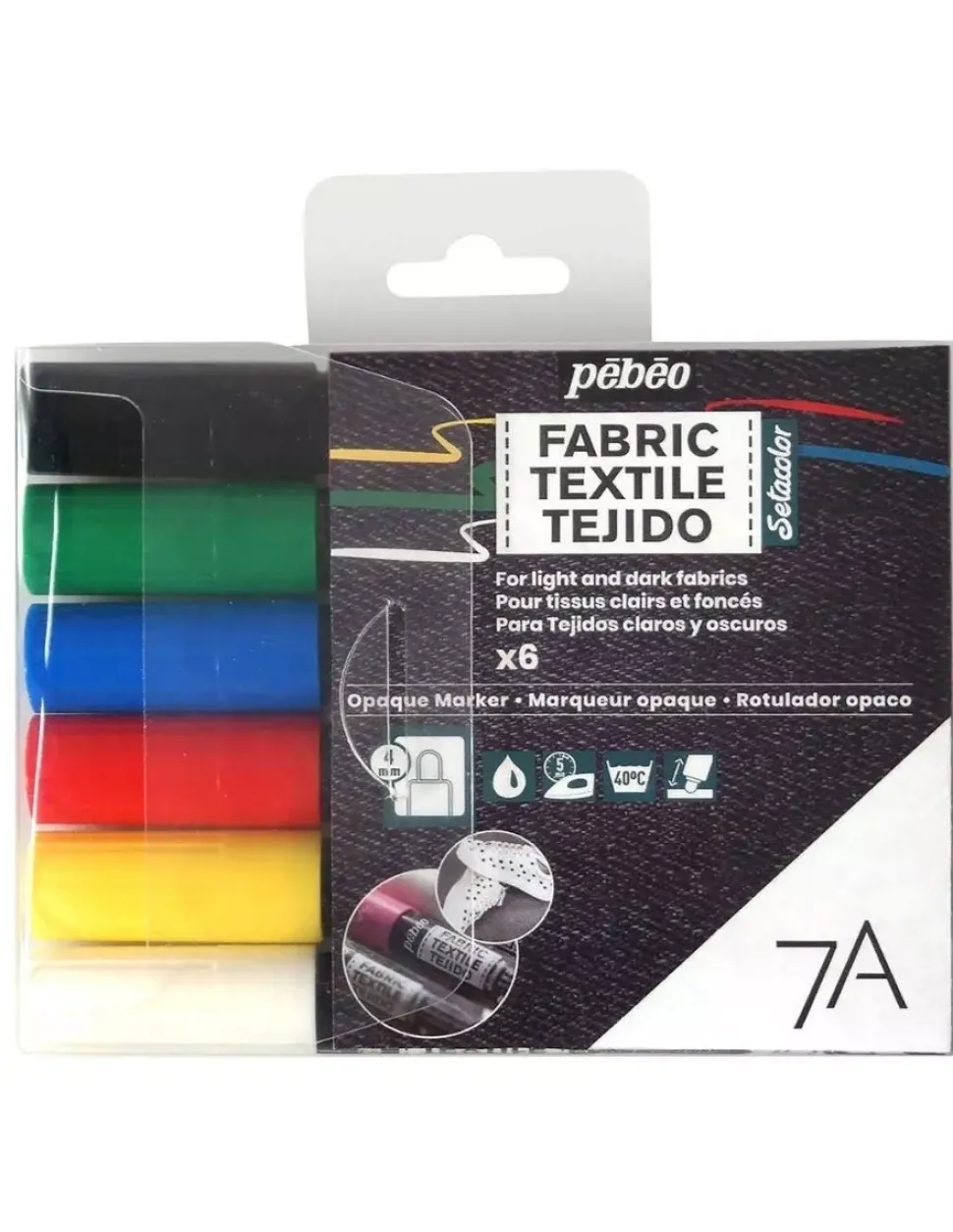 Set de 6 Rotuladores para Tela Setacolor 7A Opaque Pebeo