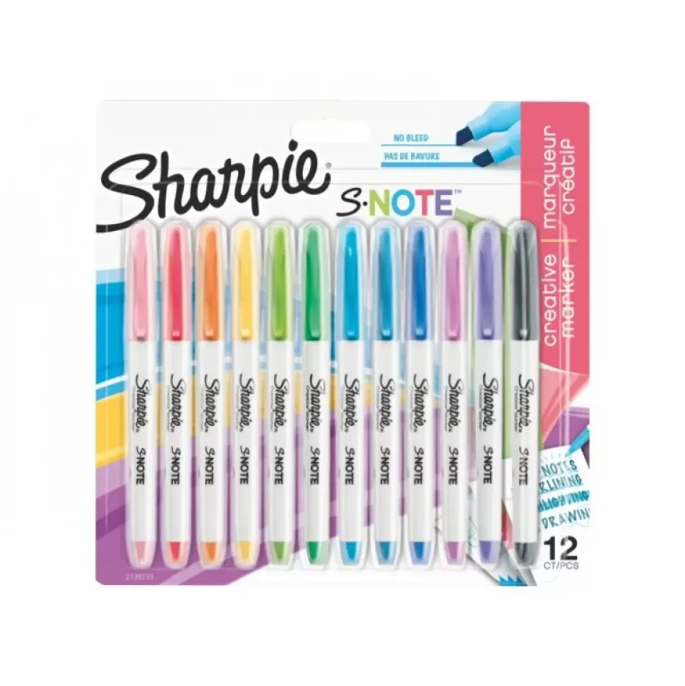 Set de 12 Rotuladores Pastel S-Note Punta 2 en 1 Sharpie