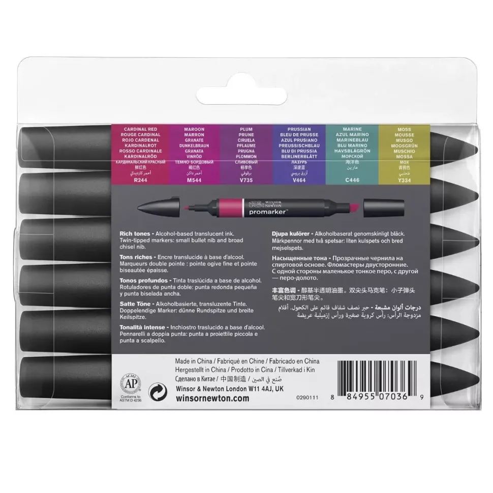 Set de 6 Rotuladores Promarker Tonos Profundos Winsor and Newton