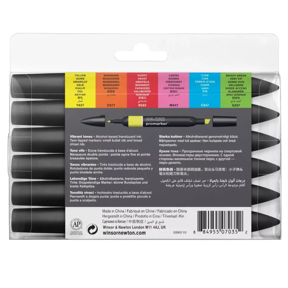 Set de 6 Rotuladores Promarker Colores Vibrantes Winsor and Newton