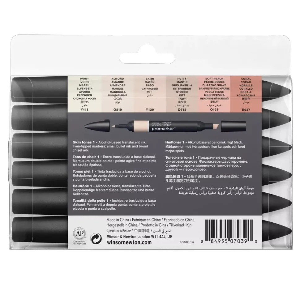 Set de 6 Rotuladores Promarker Tonos Piel #01 Winsor and Newton