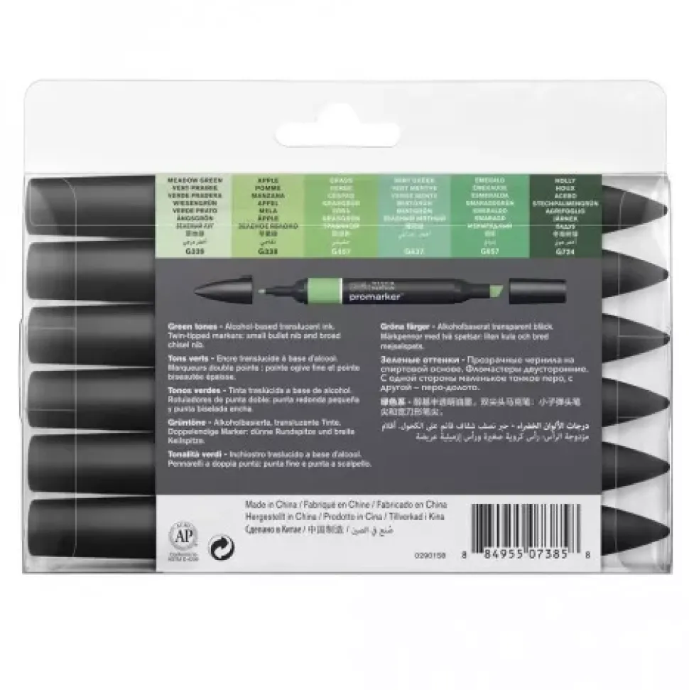 Set de 6 Rotuladores Promarker Tonos Verdes Winsor & Newton