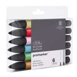 Set de 6 Rotuladores Promarker Tonos Medios Winsor y Newton