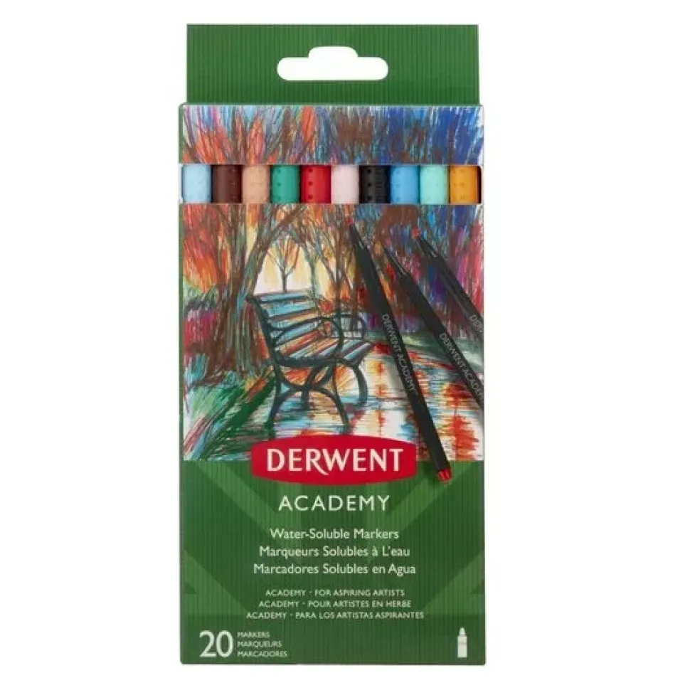 Set de 20 Rotuladores Solubles en Agua Academy Derwent