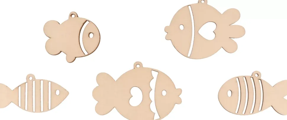 Set de 10 Siluetas de Madera Peces Artemio