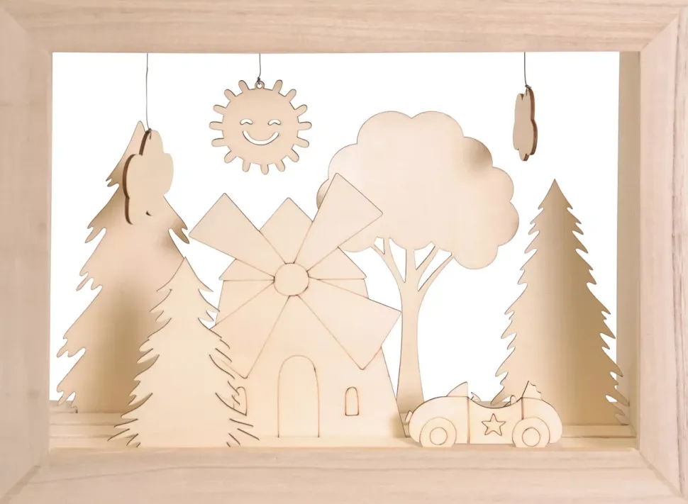 Set de 9 Siluetas de Madera Molino Artemio