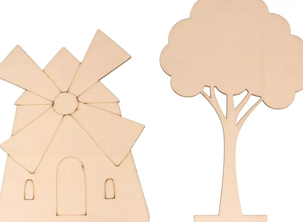 Set de 9 Siluetas de Madera Molino Artemio