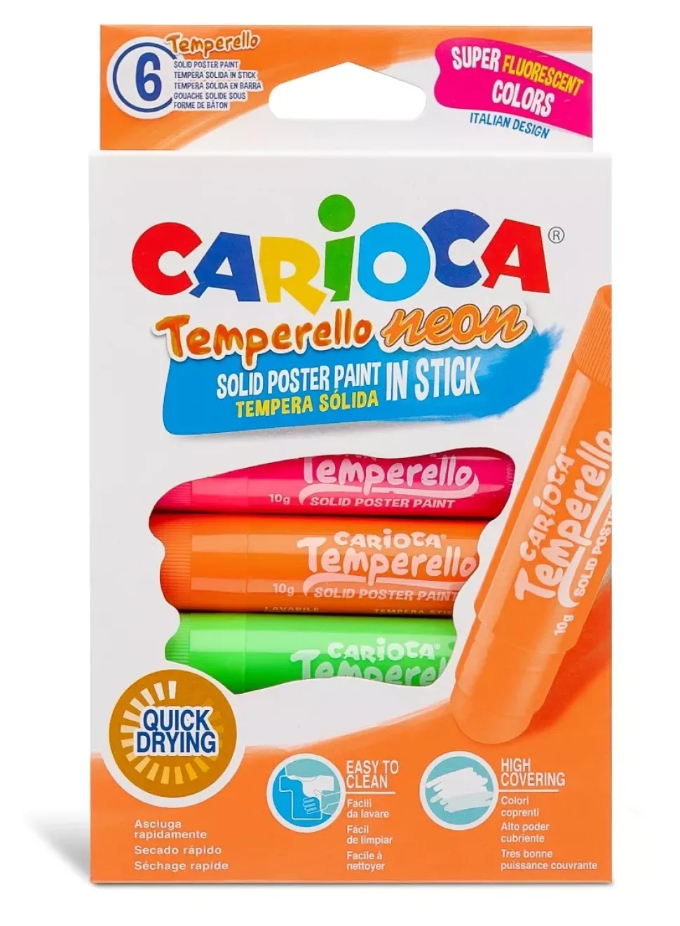 Set de 6 témperas neón sólidas Temperello Carioca