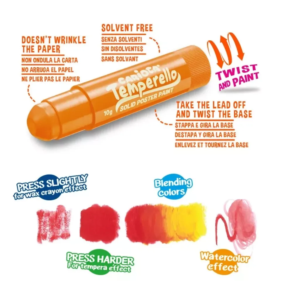 Set de 6 témperas neón sólidas Temperello Carioca