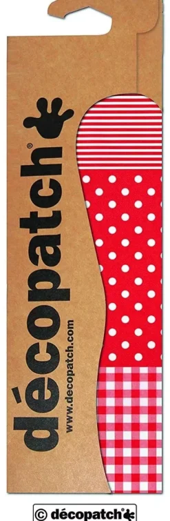 Set de papeles Decopatch Rayas, lunares y vichy rojo