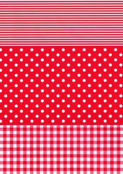 Set de papeles Decopatch Rayas, lunares y vichy rojo