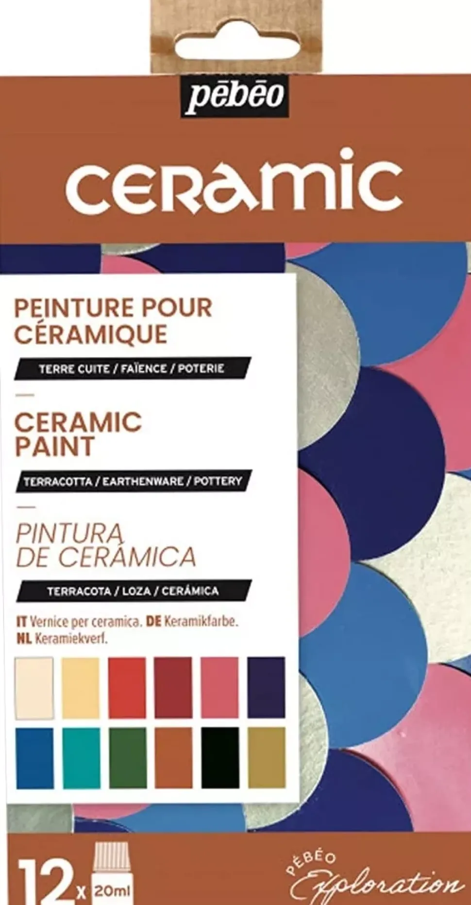 Set Exploration Ceramic 12 Pinturas para Cerámica y Vidrio Pebeo 20ml