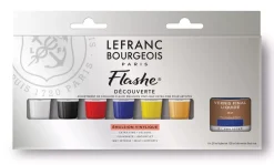 Set Iniciación Flashe 6 Tubos Acrlilico + Barniz Lefranc & Bourgeois 20ml