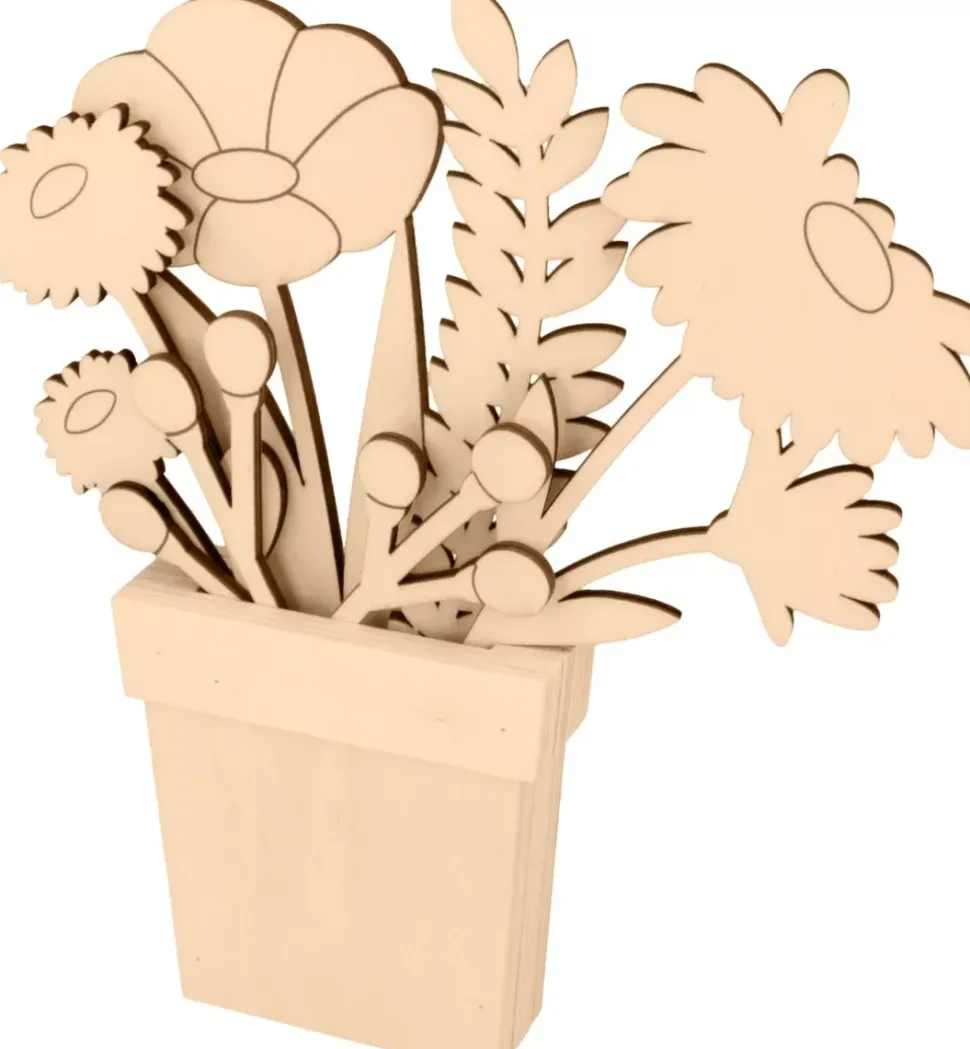 Set Maceta y Flores de Madera Life is Simple Artemio