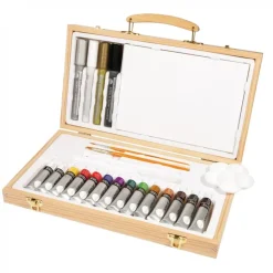 Set Maletín de Madera y 26 Acrílicos Simply Daler Rowney