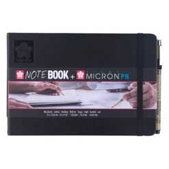Set rotulador negro Pigma Micron PN y bloc de dibujo Negro Sakura 21x15cm