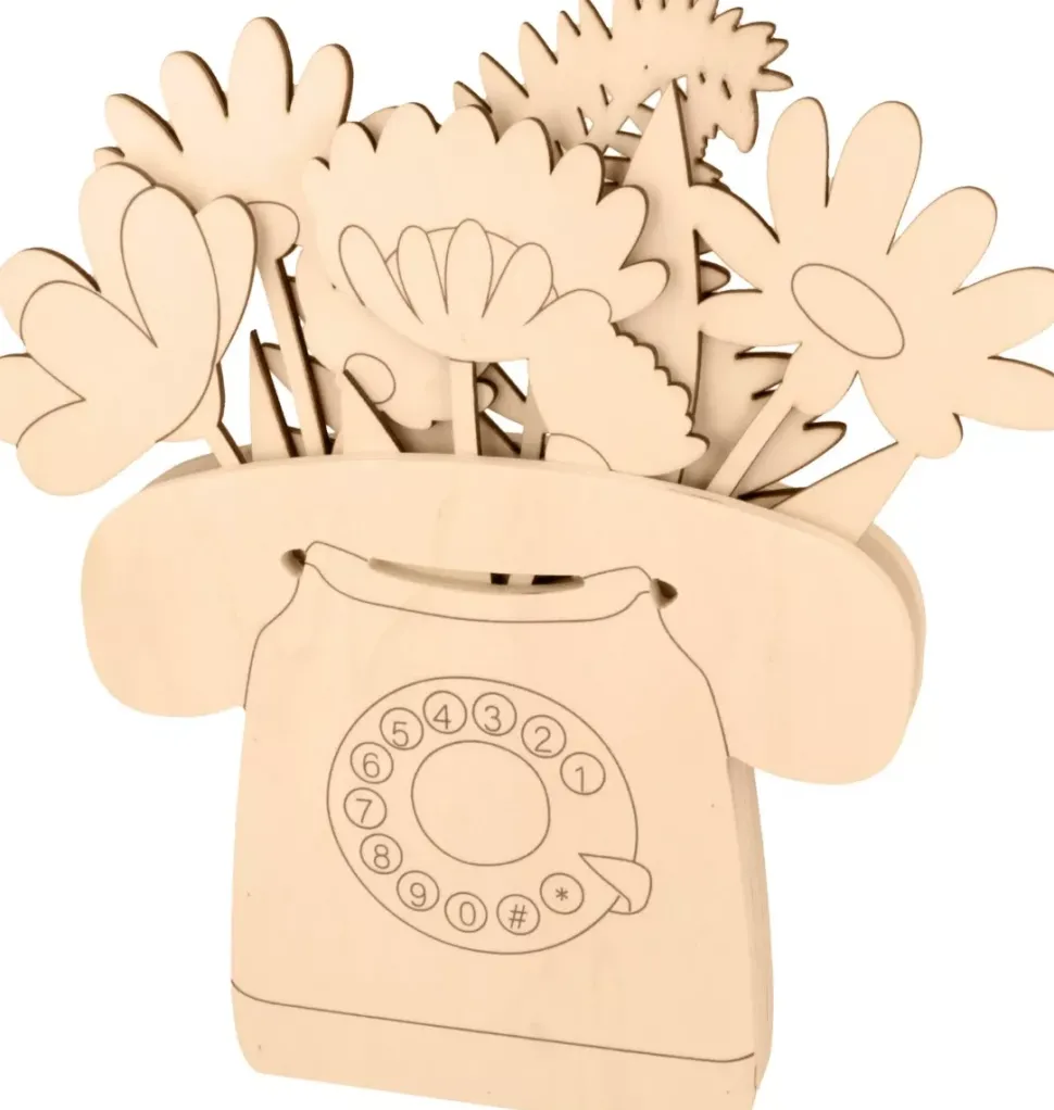 Set Teléfono y Flores de Madera Life is Simple Artemio