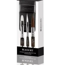 Set viaje acuarela 1272 estuche tela negra y pinceles Escoda