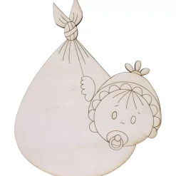 Silueta de Madera Bebé en Pañuelo 15x18cm