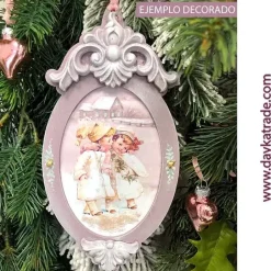 Silueta de madera Bola de Navidad ovalada con resina Dayka