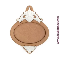 Silueta de madera Bola de Navidad Ovalada con Resina Blanca Dayka