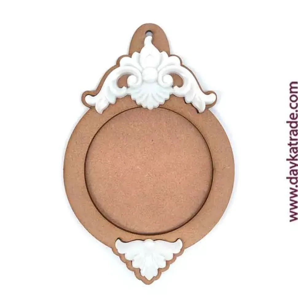 Silueta de madera Bola de Navidad con Resina Blanca Dayka