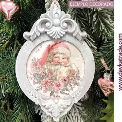 Silueta de madera Bola de Navidad con Resina Blanca Dayka