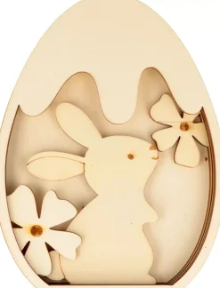 Silueta de Madera Huevo con Conejo y Flores Les Poulettes Artemio