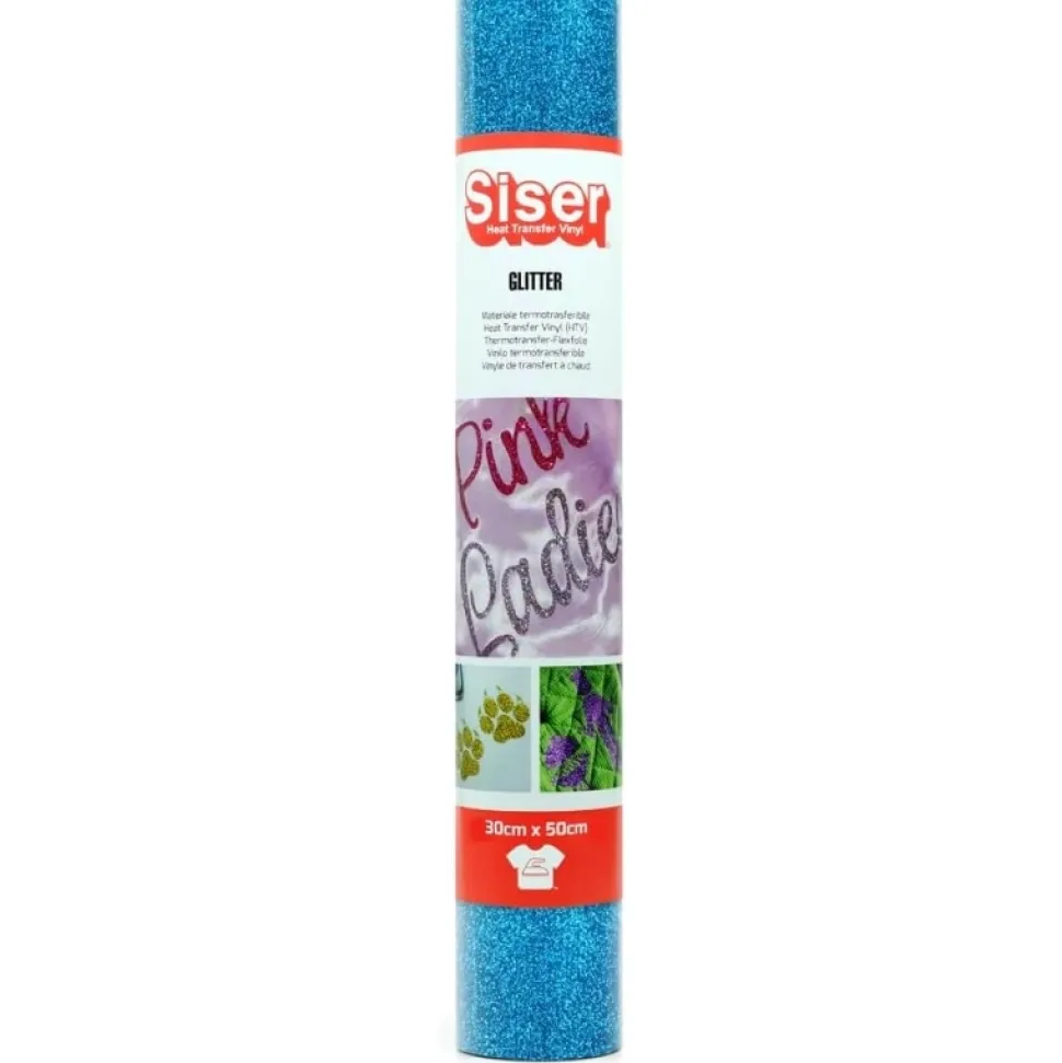 Siser Vinilo Termotransferible Glitter Aqua 30x50cm