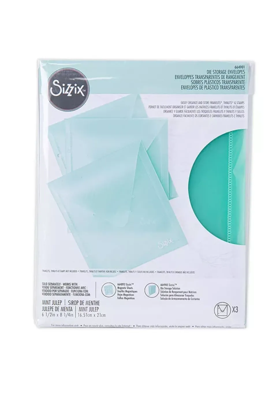 Sobres de Plástico Para Sellos y Troqueles Mint Julep Sizzix