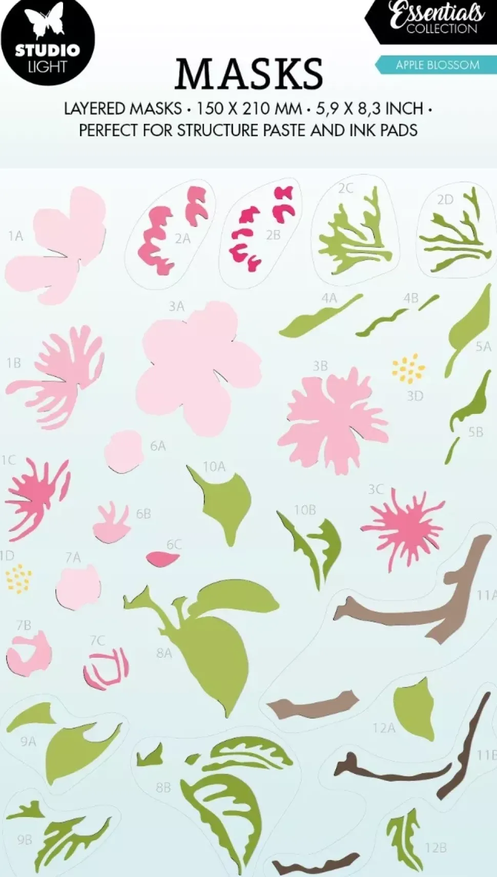 Stencil Apple Blossom Essentials Studio Light 15x21cm