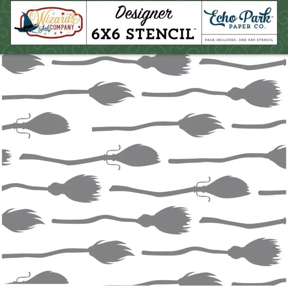 Stencil Bewitching Brooms Wizards & Company Echo Park