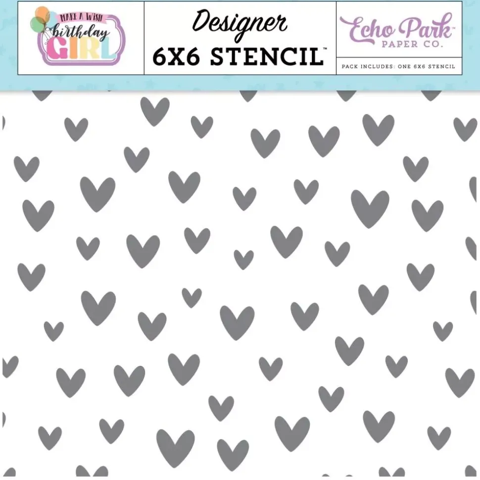 Stencil Birthday Love Hearts Make A Birthday Wish Girl Echo Park