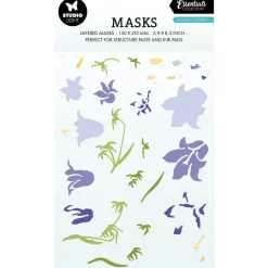 Stencil Blue Bell Flowers Essentials Studio Light 15x21cm