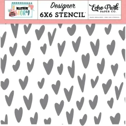 Stencil Happy Memories Hearts Telling Our Story Echo Park 15x15cm