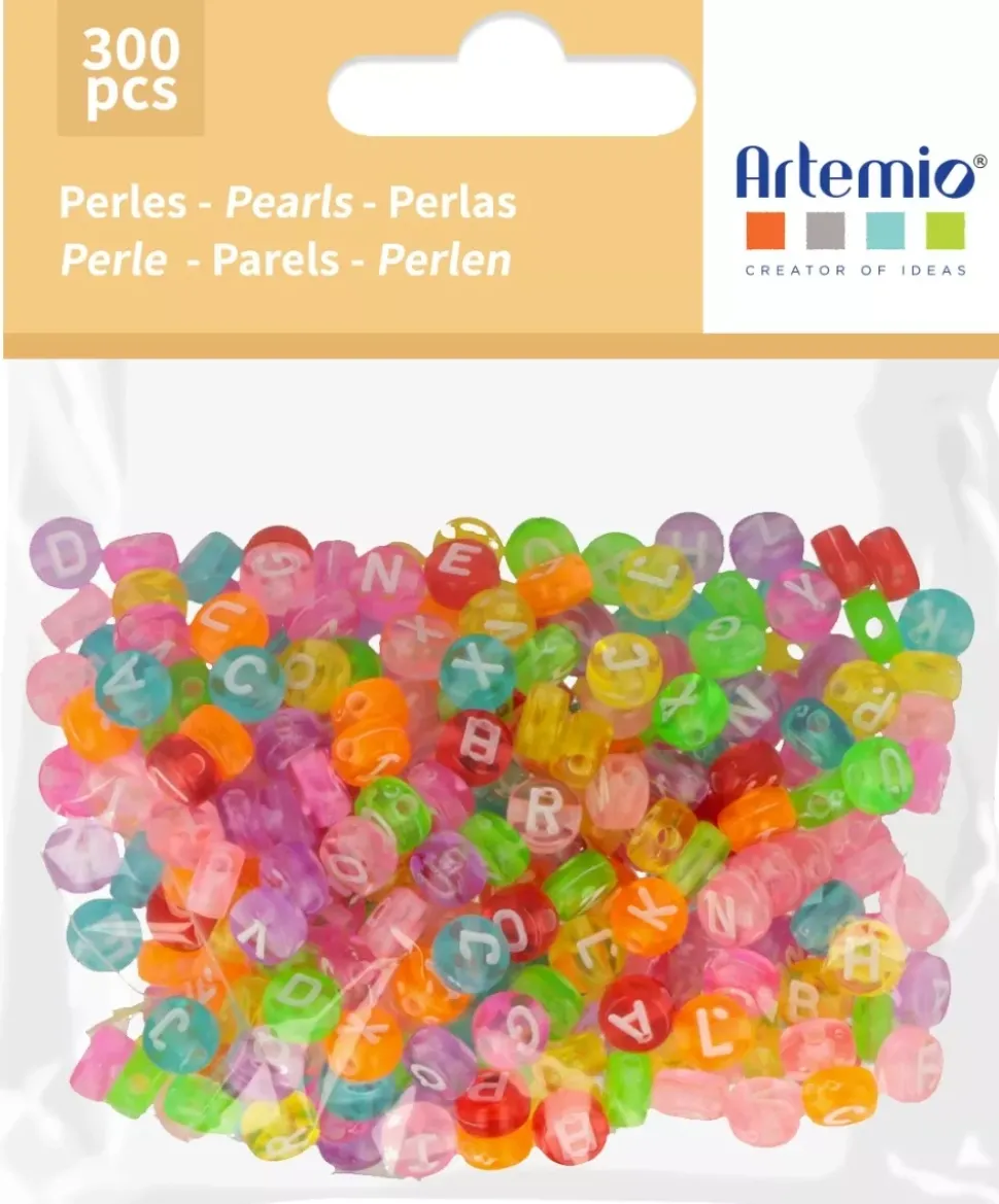 SUPER OFERTA **40%** Cuentas de Plástico con Letras Multicolor Artemio 7mm