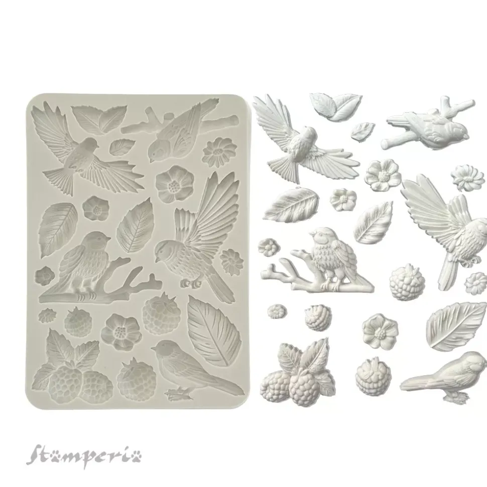 SUPER OFERTA **30%** Molde de silicona Pajaritos Forest Stamperia