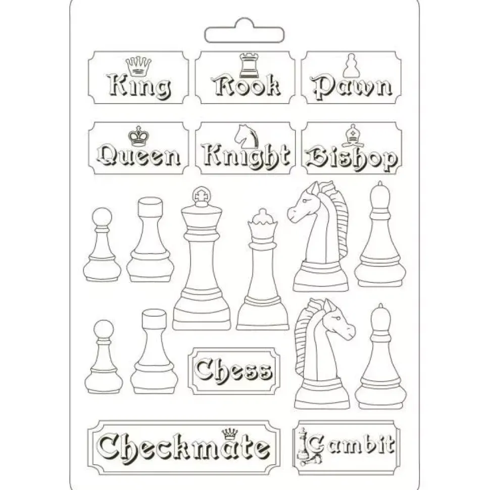 SUPER OFERTA **30%** Molde Flexible Alice Checkmate Alice Through the Looking Glass Stamperia 21x29cm