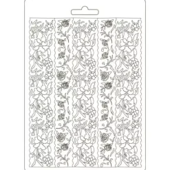 SUPER OFERTA **30%** Molde Flexible Alice Borders Alice Through the Looking Glass Stamperia 14x21cm