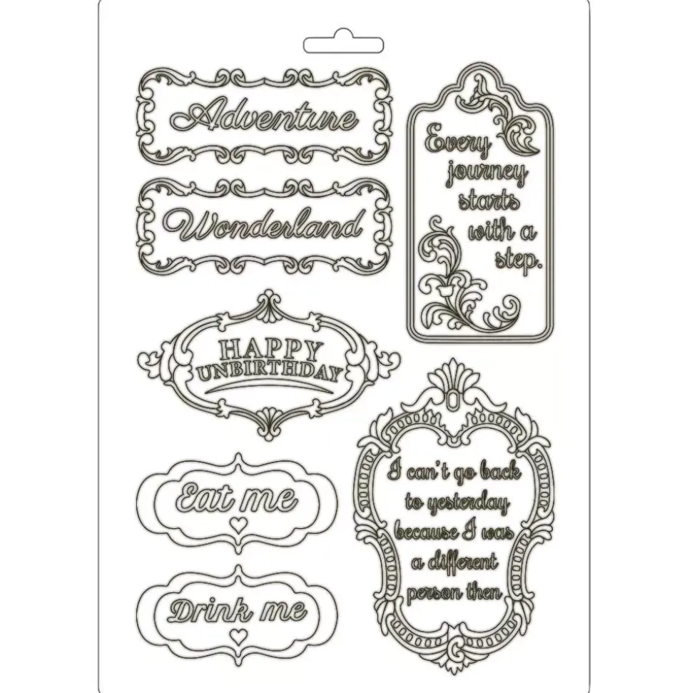 SUPER OFERTA **30%** Molde Flexible Plates Alice Through the Looking Glass Stamperia 14x21cm