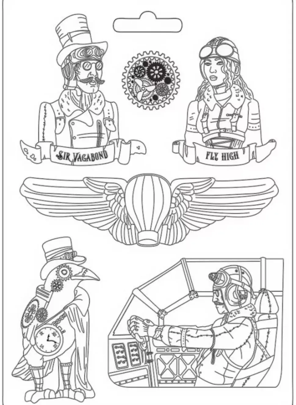 SUPER OFERTA **30%** Molde Flexible Fly High Sir Vagabond Aviator Stamperia 21x29cm