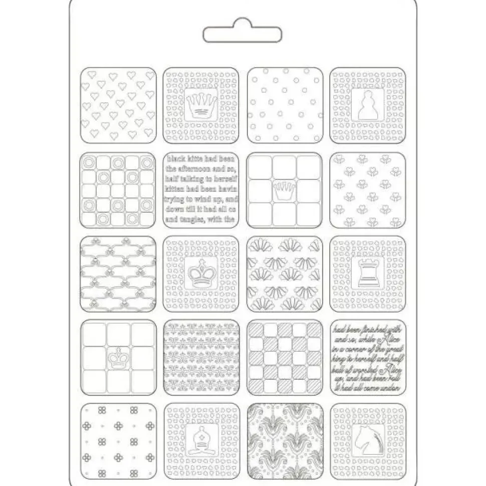 SUPER OFERTA **30%** Molde Flexible Alice Patchwork Alice Through the Looking Glass Stamperia 14x21cm